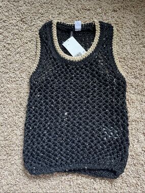 NWT H&M Black Sequin Knit Sleeveless Sweater